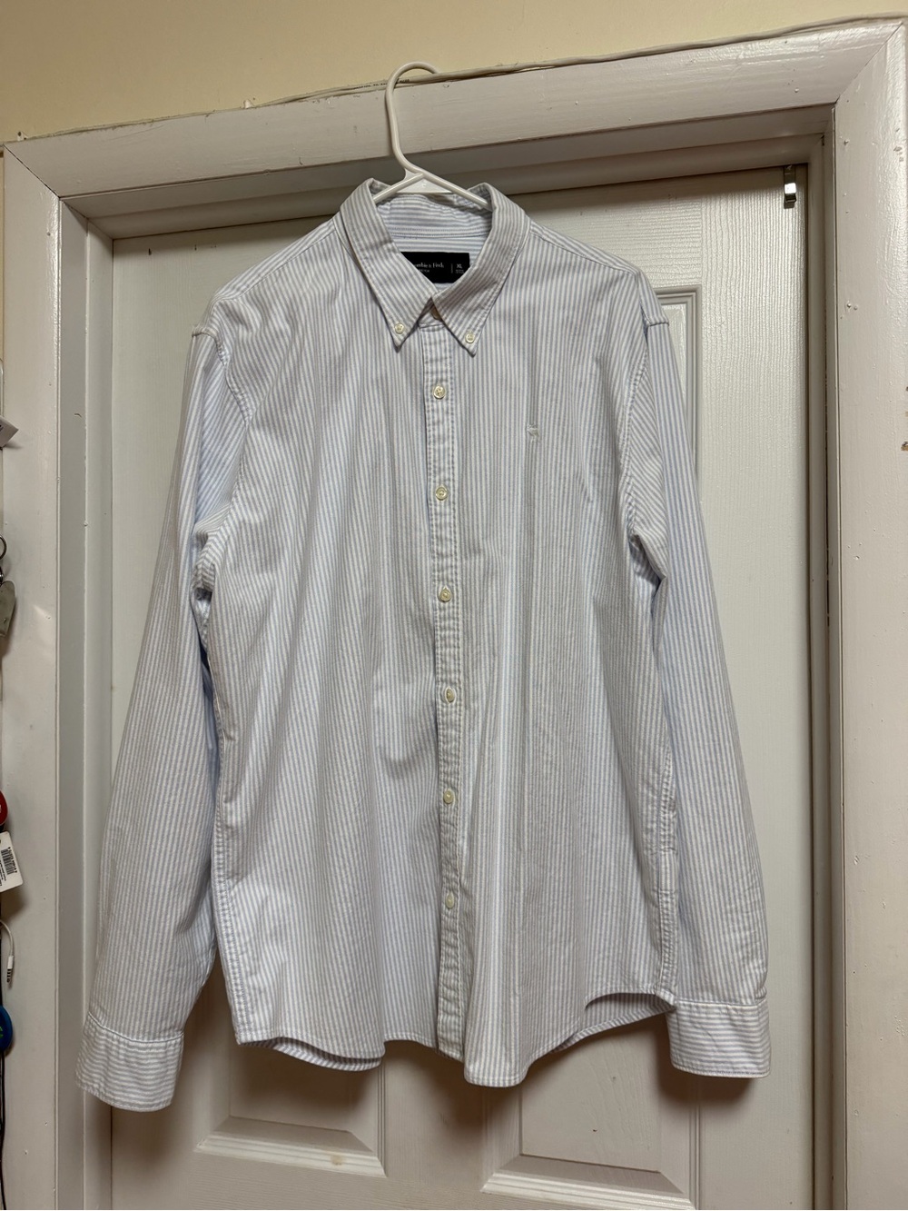 Abercrombie & Fitch Men's Preppy Oxford Icon Shirt Button Up Light Blue Size XL